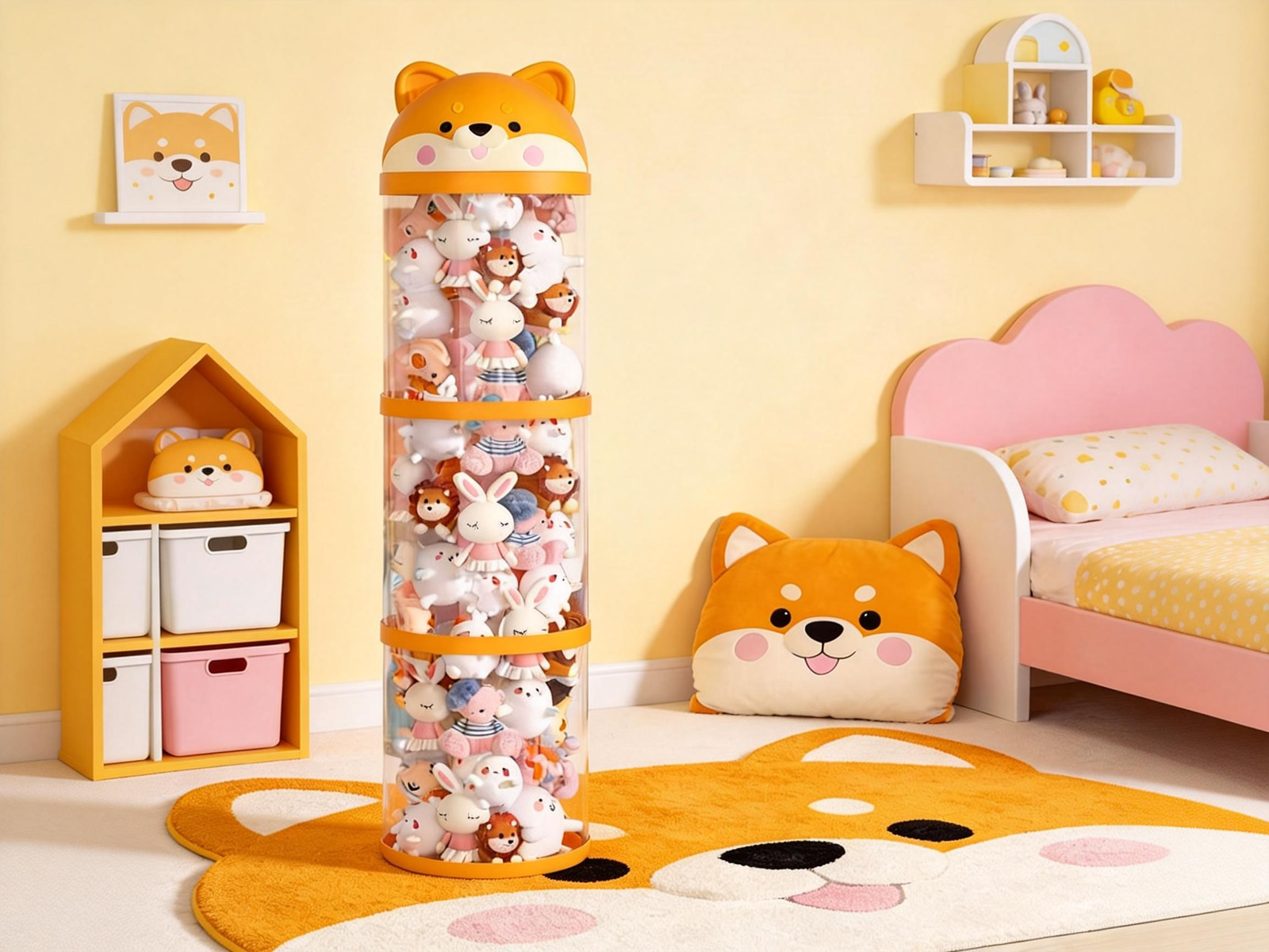 Mom life hack: This adorable Shiba Inu tiered storage bin solves the plush toy clutter problem (My Kid Actually Loves Tidying!)