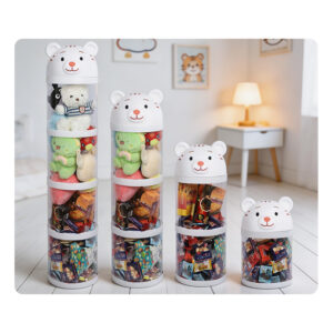 Bear-shaped Multi-tier Transparent Storage Bins