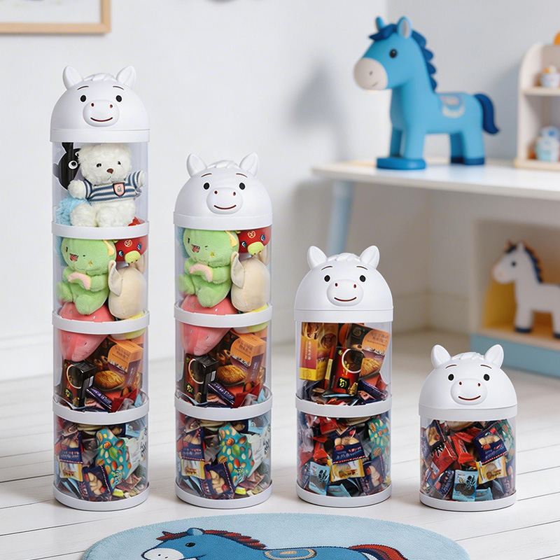 Pony-shaped Multi-tier Transparent Storage Bins